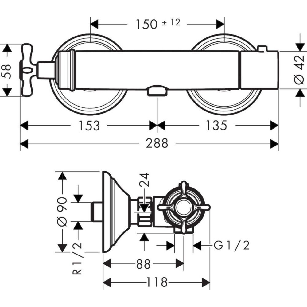 Baterie Dus Termostatata Bronz Periat Hansgrohe Axor Montreux 16261140