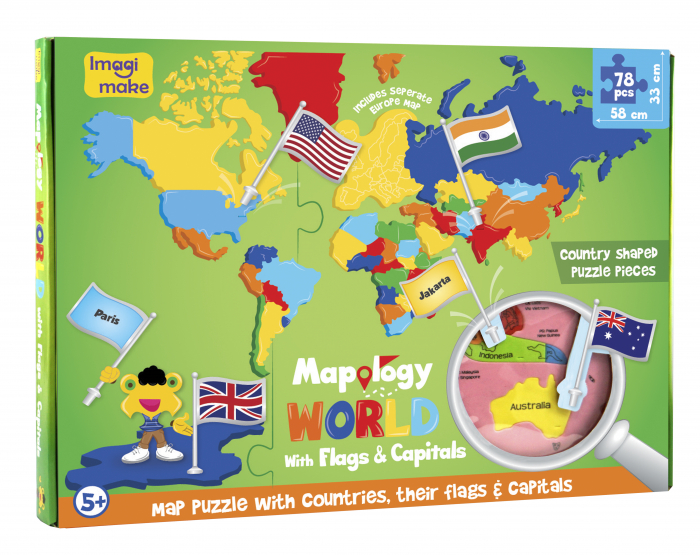 Cadou 5-7 ANI - Puzzle Harta lumii cu steaguri si capitale + Set Cuburi InteligenteFructe [4]