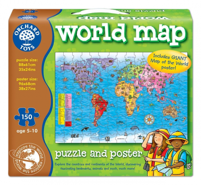 Puzzle si poster Harta lumii (limba engleza 150 piese) WORLD MAP PUZZLE & POSTER [1]