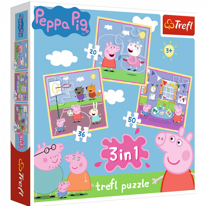 Puzzle Trefl 3in1 - Peppa Pig - Activitati Scolare [1]