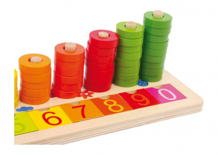 Joc educativ Numaratoare cu inele colorate / Calculation table "Wooden Rings" [3]