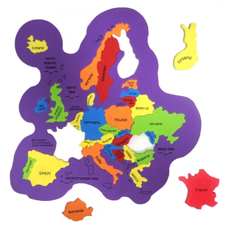 Puzzle Educativ din Spuma EVA - Harta Europei cu Steaguri si Capitale [3]