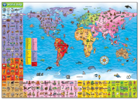 Puzzle si poster Harta lumii (limba engleza 150 piese) WORLD MAP PUZZLE & POSTER [2]