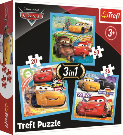 Puzzle Trefl 3in1 - Cars - Pregatiri pentru Cursa [0]