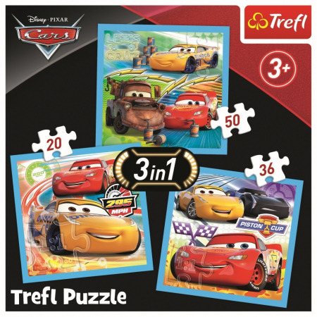 Puzzle Trefl 3in1 - Cars - Pregatiri pentru Cursa [4]