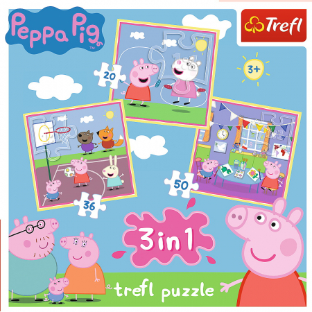 Puzzle Trefl 3in1 - Peppa Pig - Activitati Scolare [4]