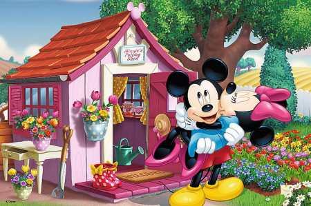 Puzzle Trefl 60 - Mickey si Minnie in Gradina [1]