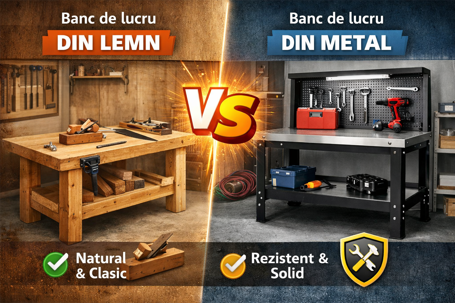 Banc de lucru din lemn sau metal – care este mai bun?