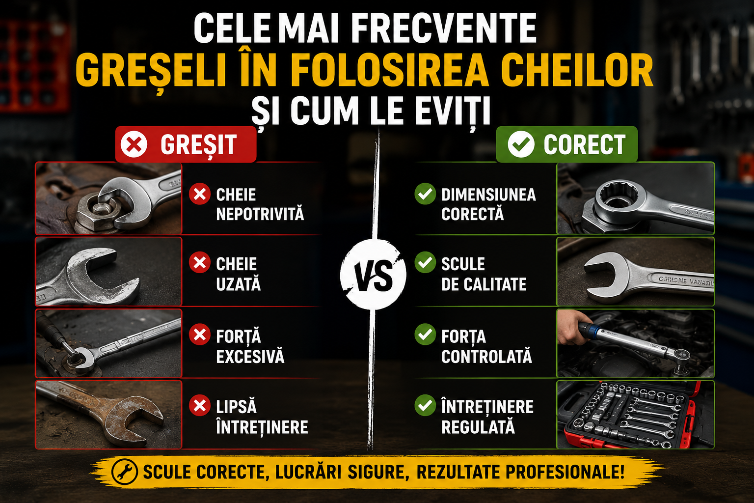 Cele mai frecvente greșeli în folosirea cheilor și cum le eviți – ghid complet pentru atelier, mecanică auto și DIY