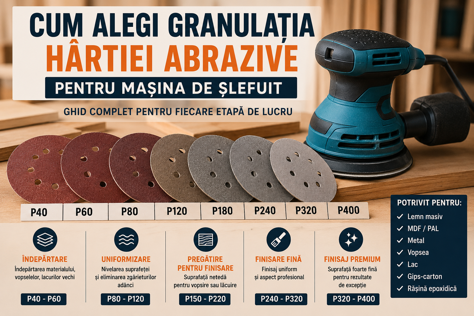 Cum alegi granulația hârtiei abrazive pentru mașina de șlefuit?