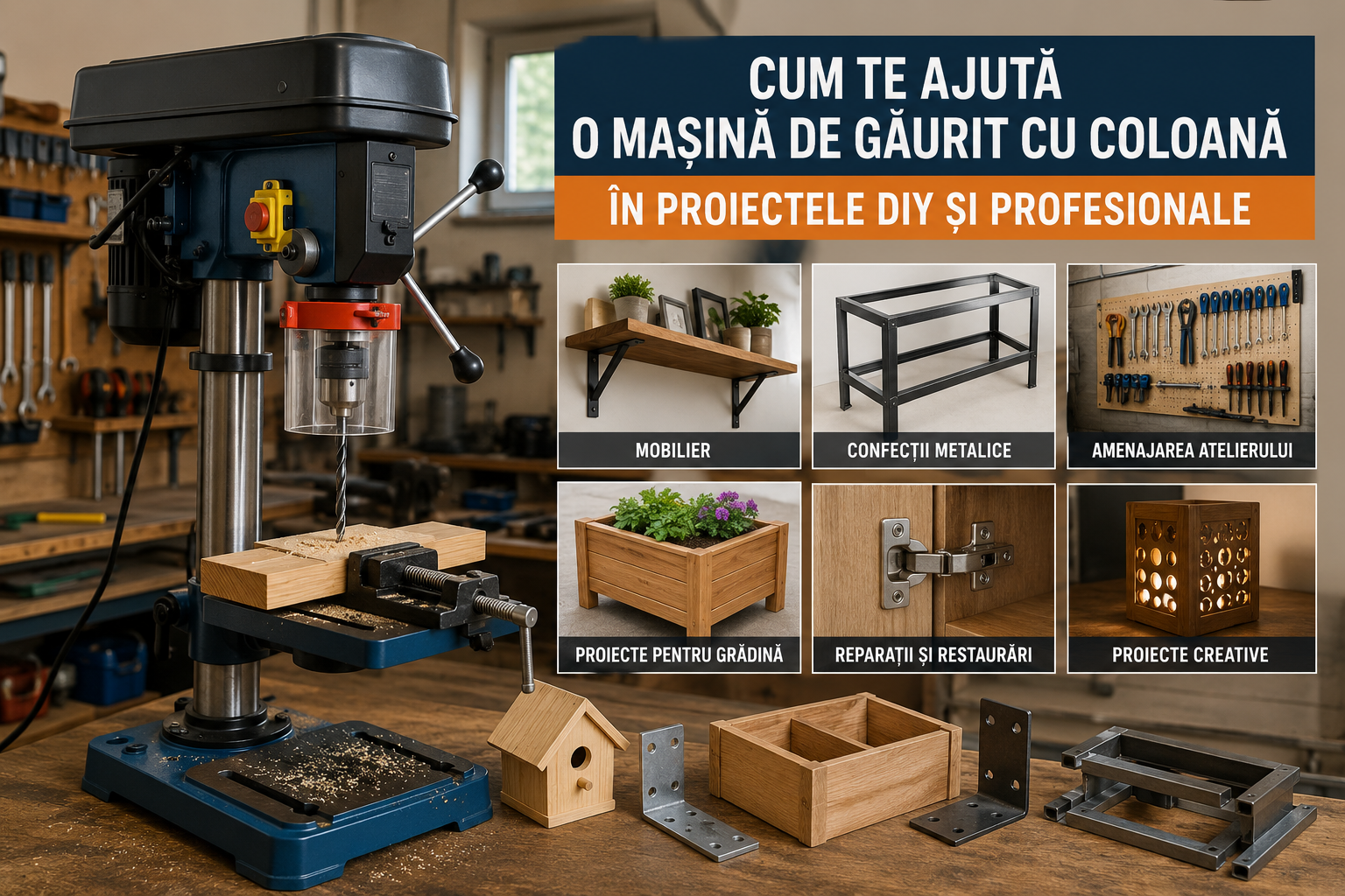 Cum te ajută o mașină de găurit cu coloană în proiectele DIY și profesionale
