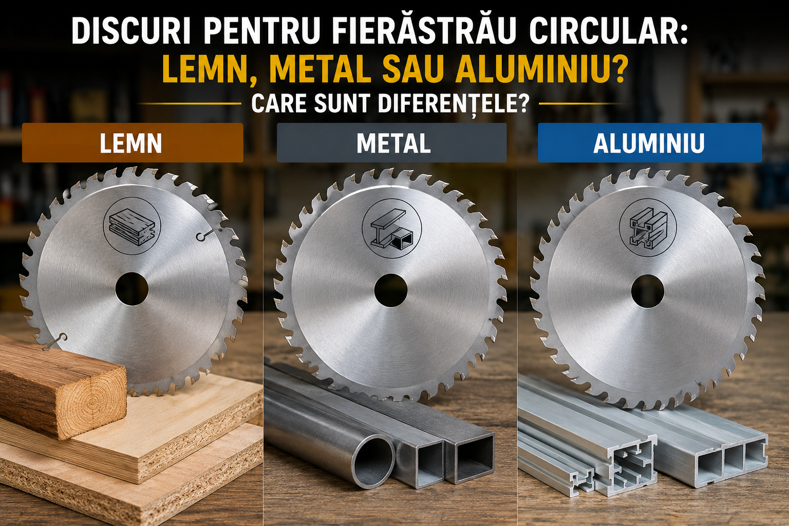 Discuri pentru lemn, metal sau aluminiu: care sunt diferențele?