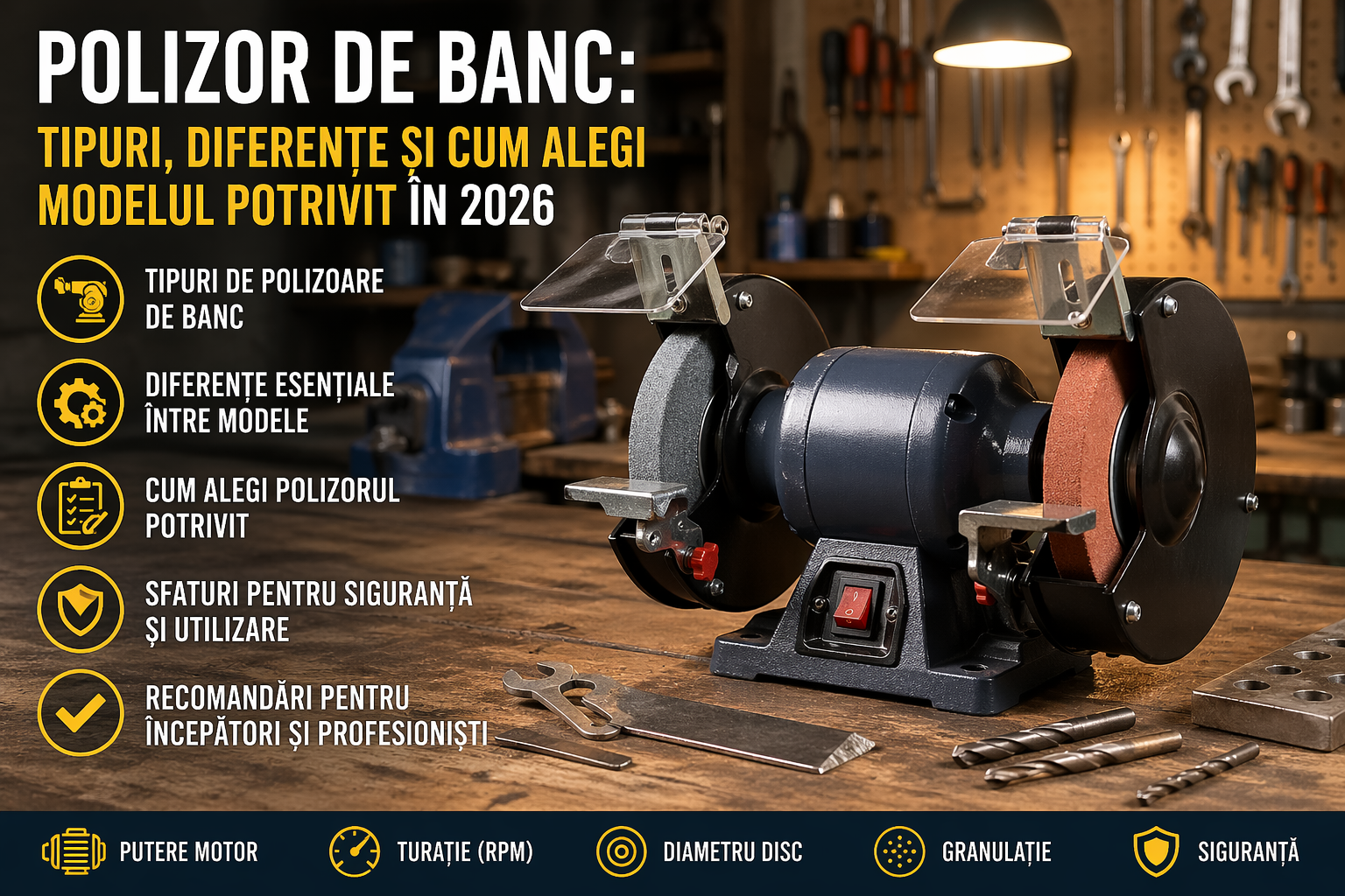 Tipuri de polizor de banc și cum alegi modelul potrivit pentru atelierul tău