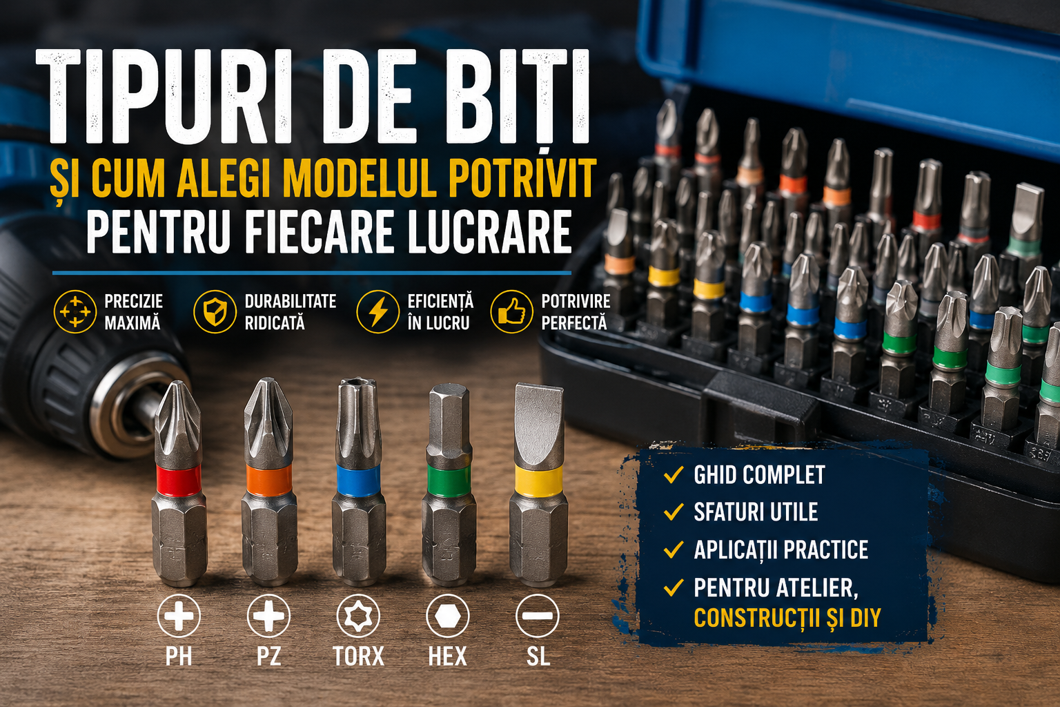 Tipuri de biți și cum alegi modelul potrivit pentru fiecare lucrare – ghid complet pentru atelier, construcții și DIY