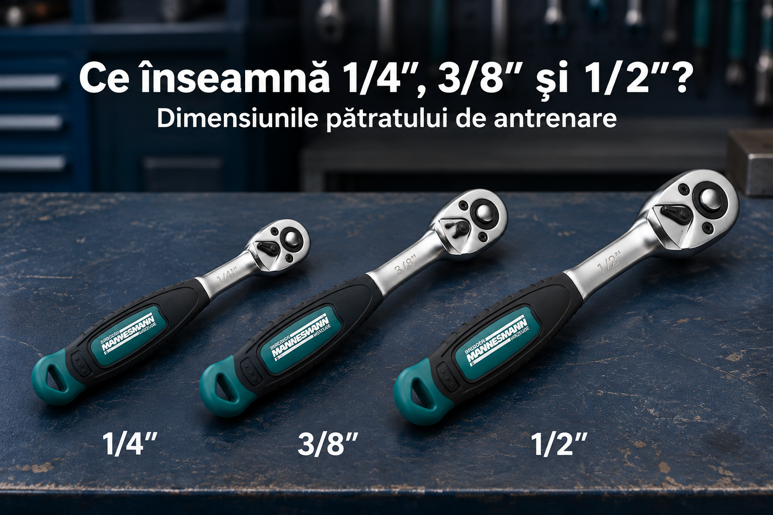 Ce înseamnă dimensiunile 1/4, 3/8 și 1/2 la o trusă de chei tubulare?