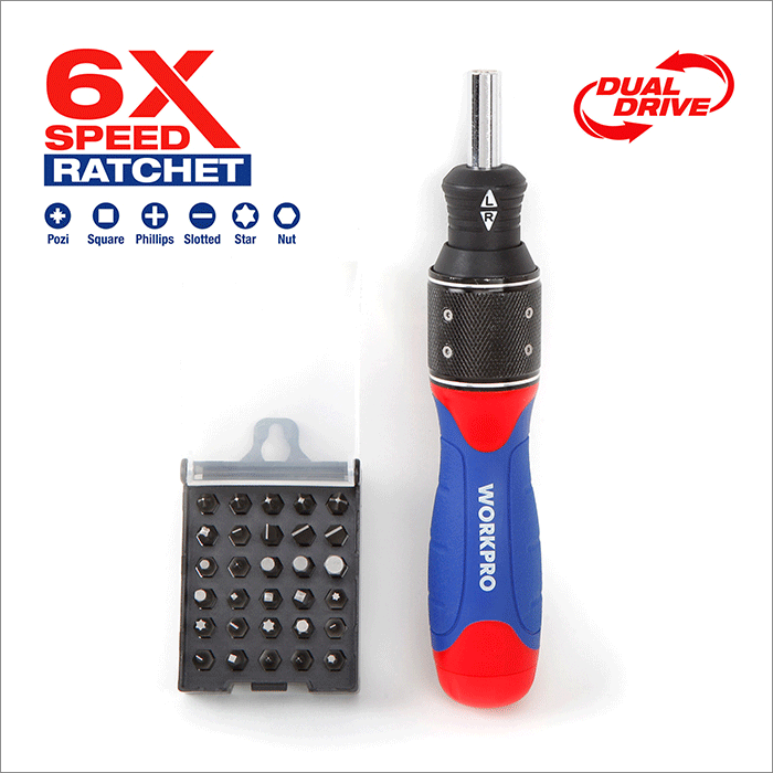 Set surubelnita cu clichet si biti Workpro W021407, 32 de piese [5]