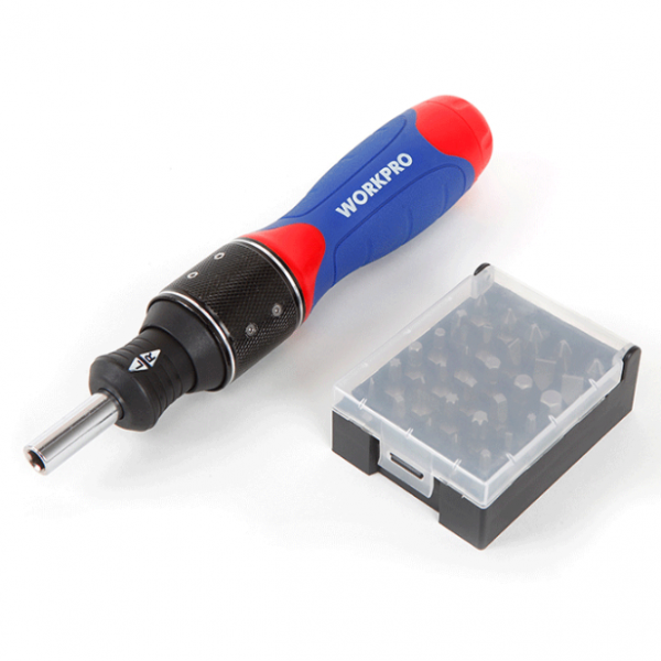 Set surubelnita cu clichet si biti Workpro W021407, 32 de piese [2]