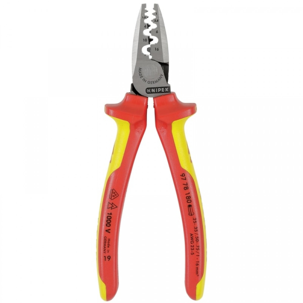 Cleste profesional izolat pentru sertizat ferule Knipex 97 78 180, 180 mm, Ø0.25-16 mm² [2]