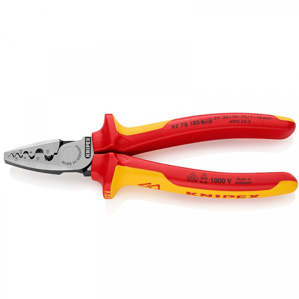 Cleste profesional izolat pentru sertizat ferule Knipex 97 78 180, 180 mm, Ø0.25-16 mm² [3]