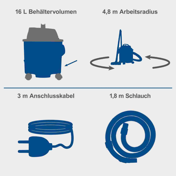Aspirator umed/uscat 3 in 1 VC16 Scheppach 5907744901, 1200 W, 16 L [8]