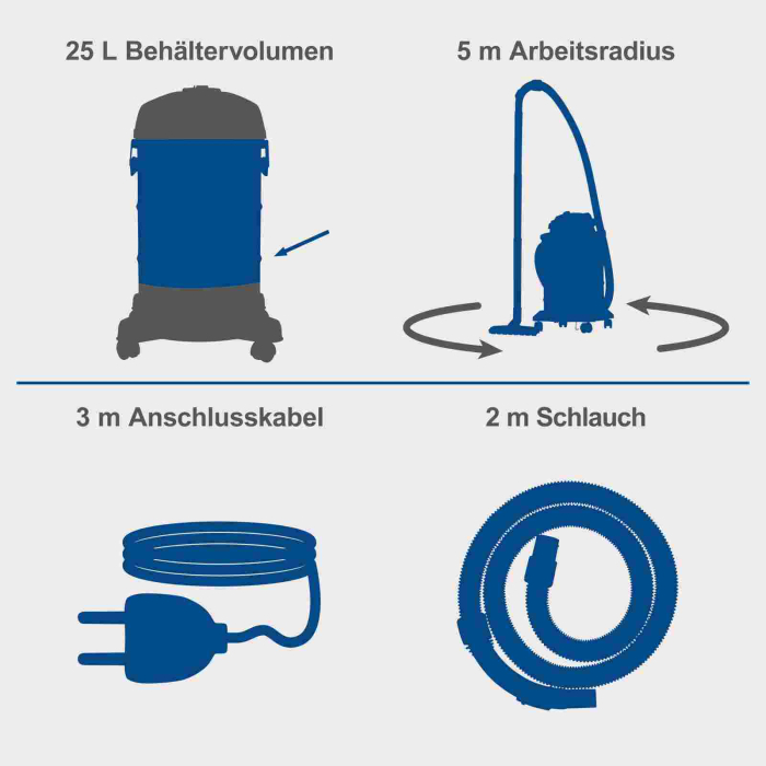 Aspirator umed/uscat 3 in 1 VC25 Scheppach 5907745901, 1200 W, 25 L [6]
