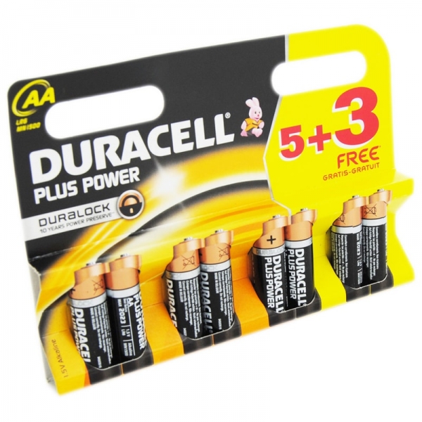 Set baterii AA Duracell DCEL500039401813, 5 + 3 bucati, Duralock Plus power imagine 2021 casaidea.ro