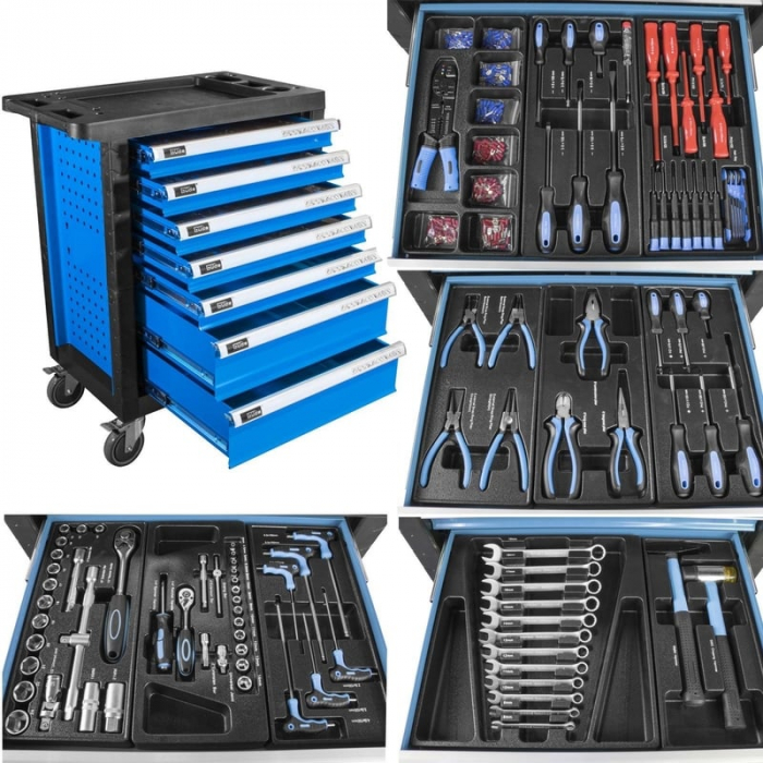 Carucior portabil cu scule GWP 07 Gude 40877, 7 sertare, 250 piese [8]