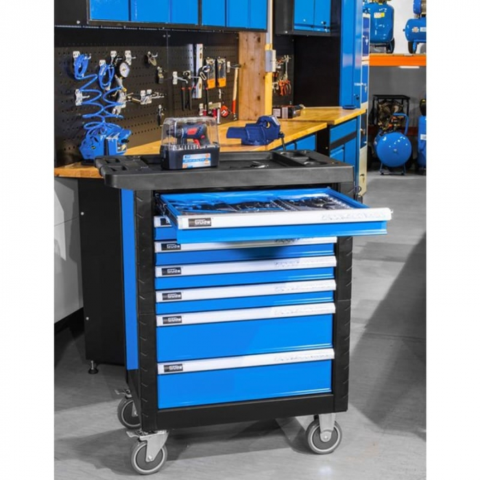 Carucior portabil cu scule GWP 07 Gude 40877, 7 sertare, 250 piese [9]