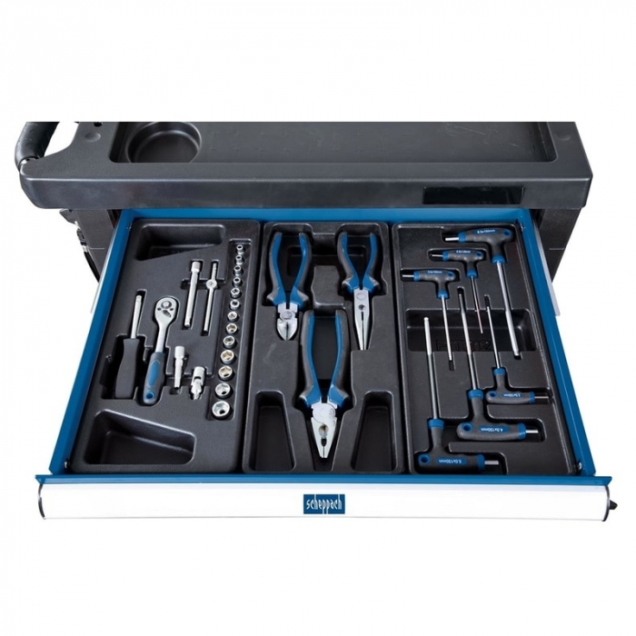 Carucior portabil cu scule TW1000 Scheppach 5909304900, 7 sertare, 263 piese [4]