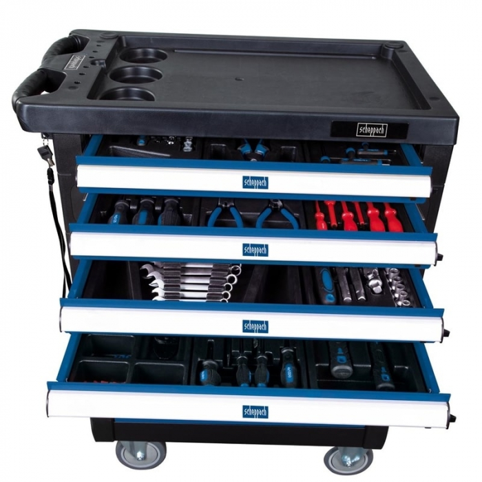 Carucior portabil cu scule TW1000 Scheppach 5909304900, 7 sertare, 263 piese [2]
