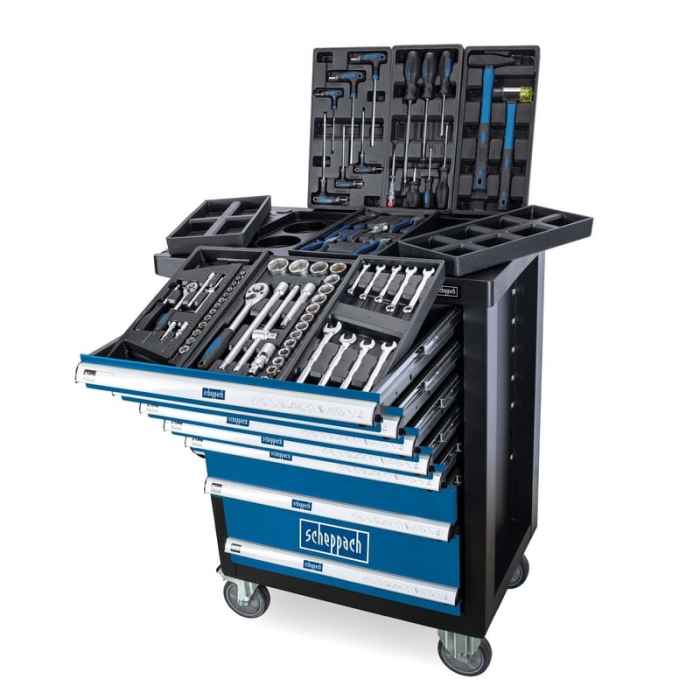 Carucior portabil cu scule TW1100 Scheppach 5909304901, 7 sertare, 70 piese [3]