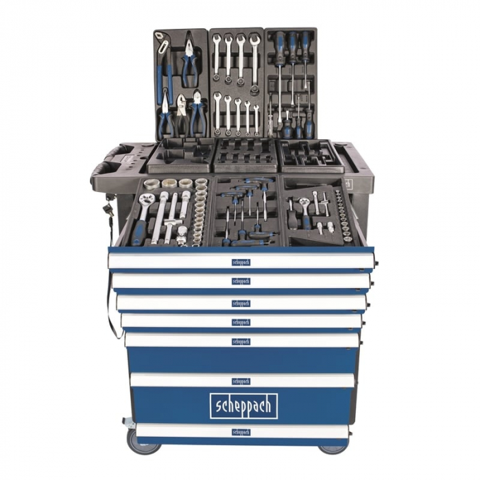 Carucior portabil cu scule TW1100 Scheppach 5909304901, 7 sertare, 70 piese [4]