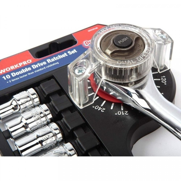 Set cheie clichet cu actionare dubla si capete tubulare Workpro W003014, 10 piese [4]