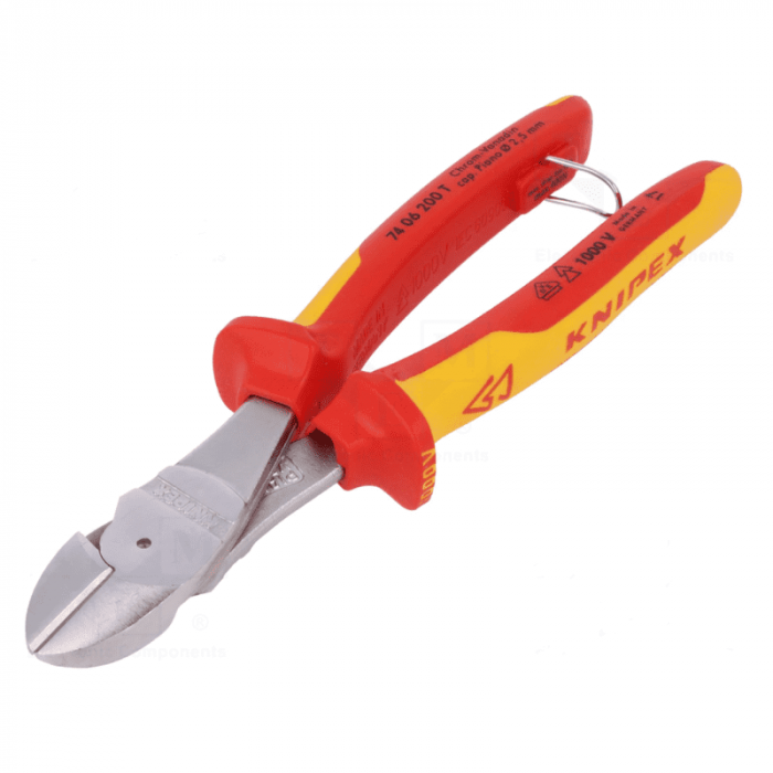 Cleste cu taiere diagonala, maner izolat Knipex 74 06 200 T, 200 mm [4]