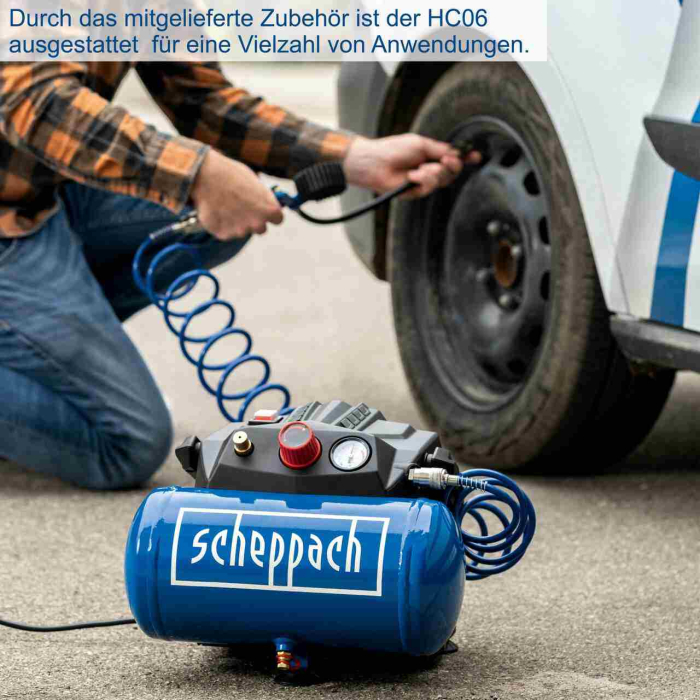 Compressor fara ulei HC06 Scheppach 5906153901, 1200 W, 6 L, 8 bari [2]