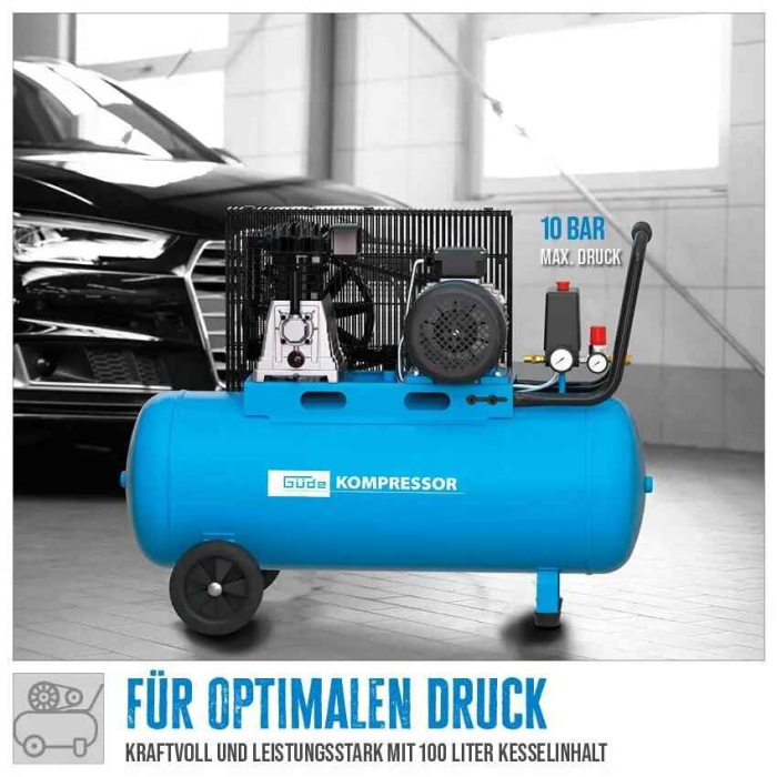 Compresor cu ulei cu doi cilindri 580/10/100 H Gude 50147, 3000 W, 100 L, 10 bari, 400 V [8]