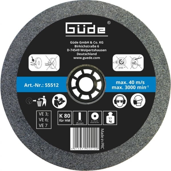 Disc abraziv pentru polizor de banc Guede 55512, O175x25x32 mm, granulatie K80 casaidea poza 2022
