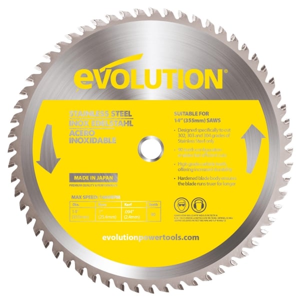 Disc pentru fierastrau circular, taiere inox Evolution 90BLADE-0521, O355 x 25.4 mm, 90 dinti "dinti
