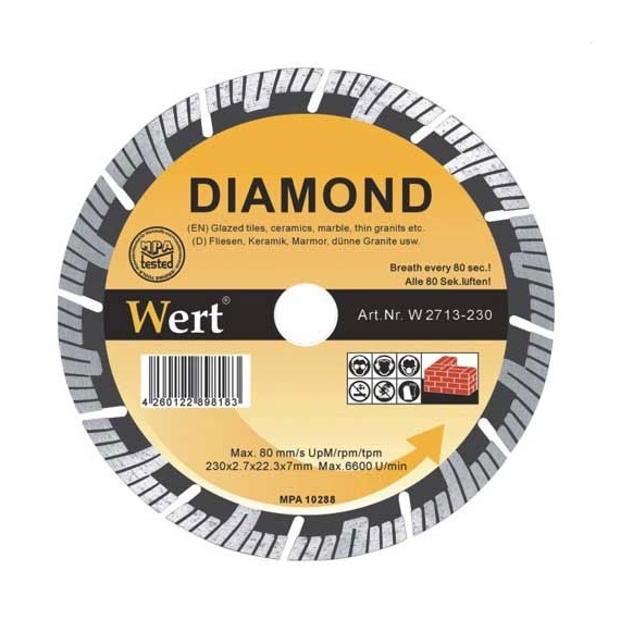 Disc diamantat segmentat turbo Wert W2713-230, Ø230x22.2 mm [1]