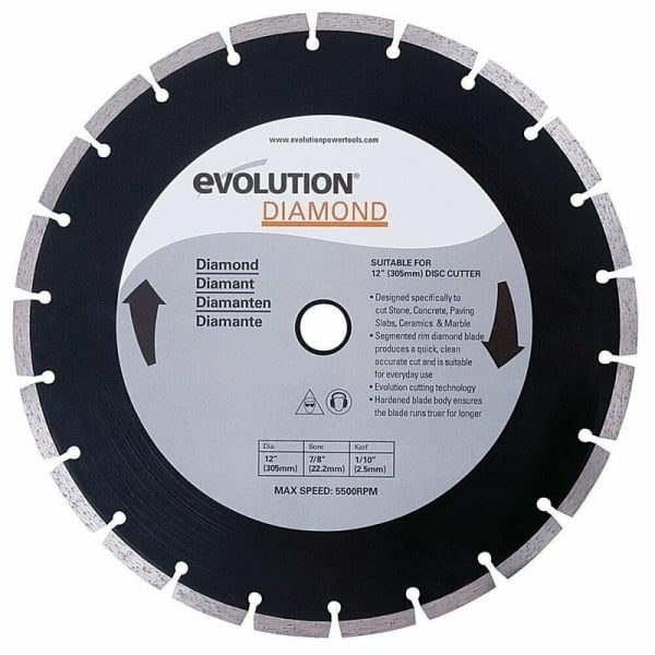 Disc pentru fierastrau circular, taiere marmura, piatra Evolution EVORAGEBLADE305DIAMOND-8105, O305x22.2 mm