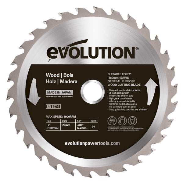 Disc pentru fierastrau circular, taiere lemn Evolution EVO180WD-0446, O180x20 mm, 30 dinti de la casaidea imagine noua