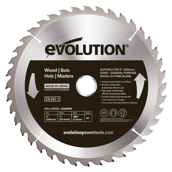 Disc pentru fierastrau circular, taiere lemn Evolution EVOEVOBLADE230WD-0484, O230x25.4 mm, 40 dinti de la casaidea imagine noua