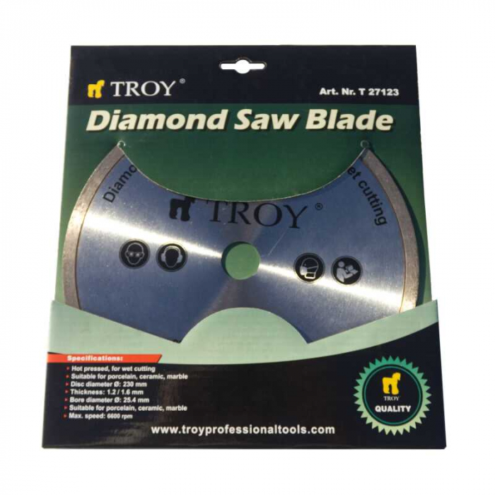 Disc diamantat continuu pentru portelan, ceramica si marmura Troy 27123, Ø230x1.6/1.2 mm [3]