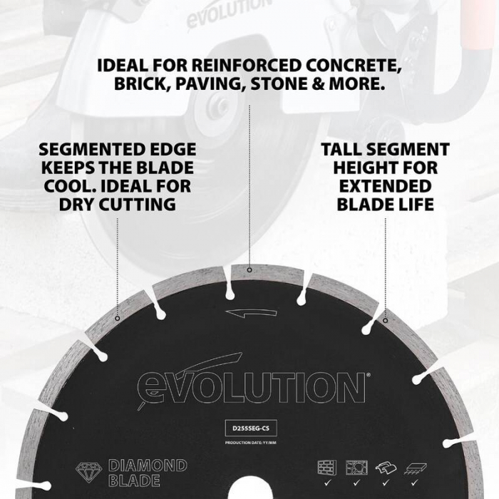 Disc diamantat pentru fierastrau circular Evolution D300SEG-CS, Ø300x22.2 mm, 21 dinti [5]