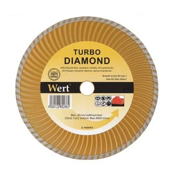 Disc diamantat turbo, taiere beton, piatra, granit Wert 2712-115, Ø115x22.2 mm [1]