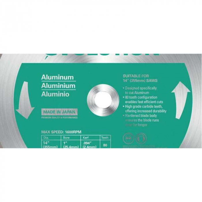 Disc pentru fierastrau circular, taiere aluminiu Evolution A355TCT-80CS, Ø355 x 25.4 mm, 80 dinti [2]