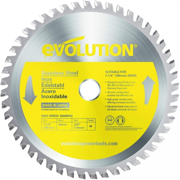 Disc pentru fierastrau circular, taiere inox Evolution EVOS185TCT-48CS-7171, O185 x 25.4 mm, 48 dinti casaidea.ro/ imagine model 2022