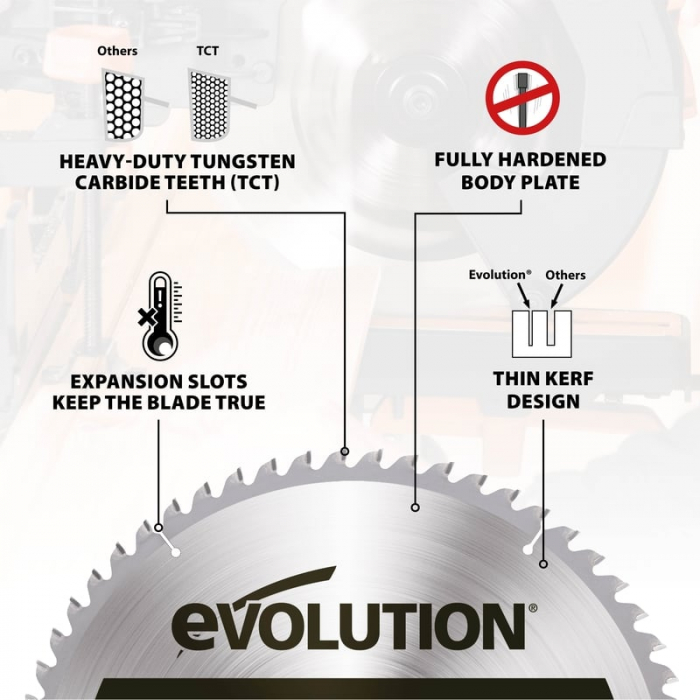 Disc pentru fierastrau circular, taiere lemn Evolution EVOBLADE230WD-0484, Ø230x25.4 mm, 40 dinti [2]