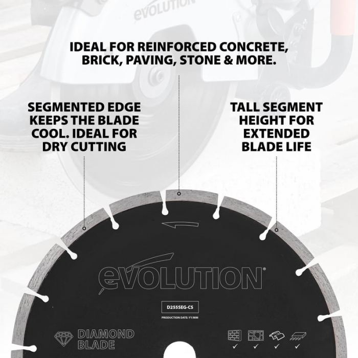 Disc pentru fierastrau circular, taiere marmura, piatra Evolution RAGEBLADE305DIAMOND-8105, Ø305x22.2 mm [3]