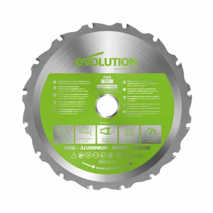 Disc pentru fierastrau circular, taiere multifunctionala Evolution EVOFURYBLADE165MULTI-8063, O165 x 20 mm, 14 dinti casaidea.ro